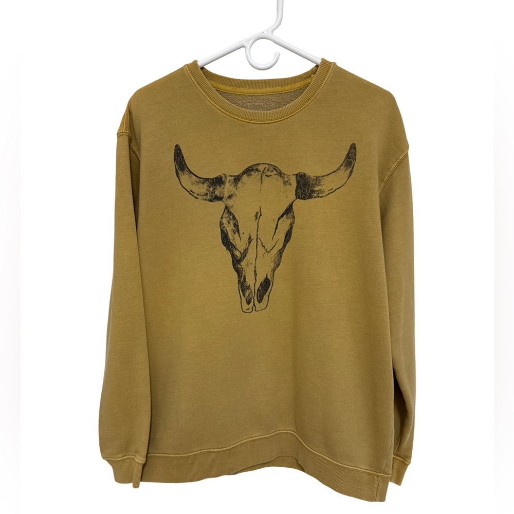 Full Tilt Southwestern Bull Skull Graphic Crewneck Sweatshirt  Women’s Medium